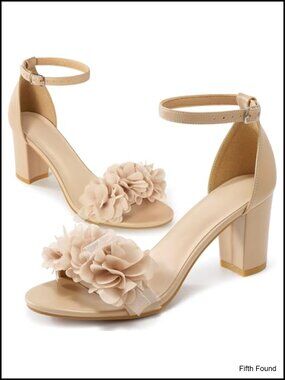 Comfortable Block Heels for Women 3-Inch Stable Heel Floral Wedding Sandals
